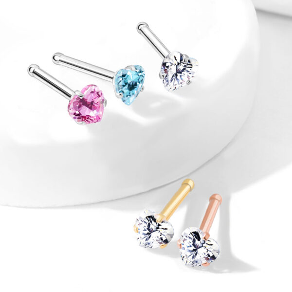 Neus bone piercing met hartje prong set - Afbeelding 9