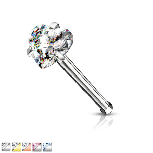Neus bone piercing met hartje prong set