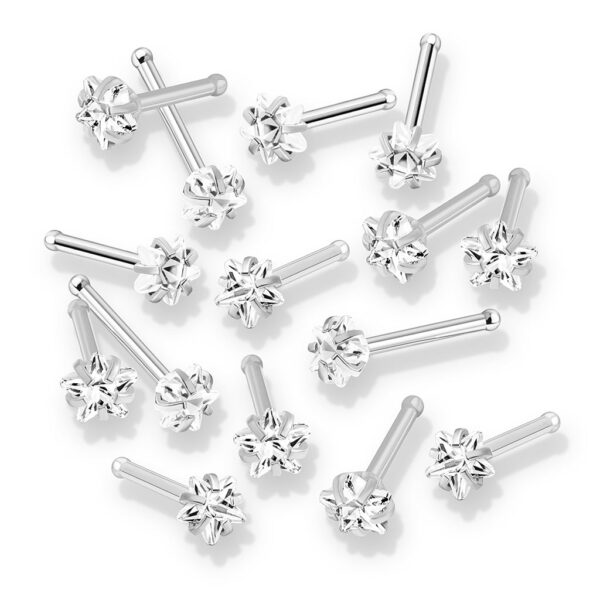 Neus bone piercing met ster prong set - Afbeelding 2