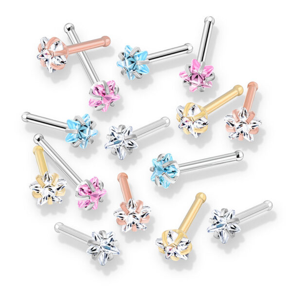 Neus bone piercing met ster prong set - Afbeelding 4