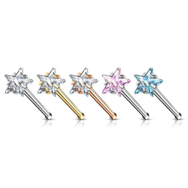 Neus bone piercing met ster prong set - Afbeelding 5