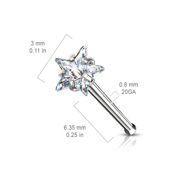 Neus bone piercing met ster prong set - Afbeelding 6