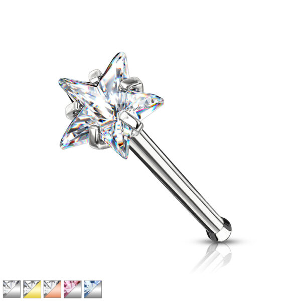 Neus bone piercing met ster prong set