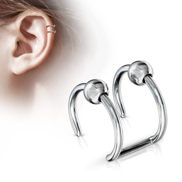 Neppe helix piercing double met bolletje - Afbeelding 2