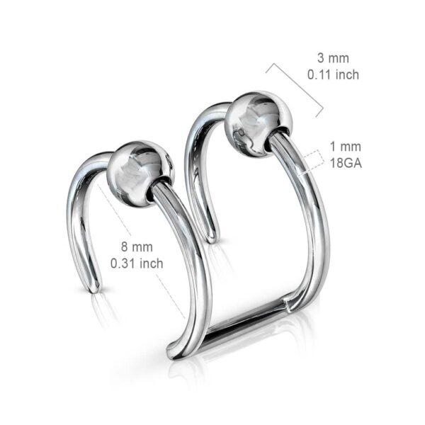 Neppe helix piercing double met bolletje - Afbeelding 3