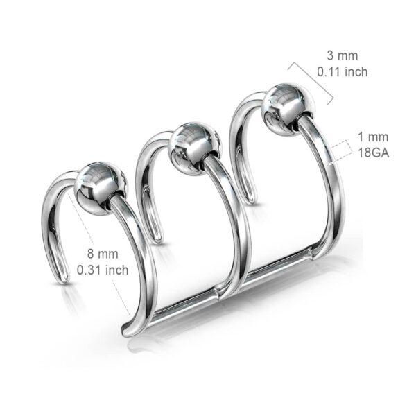 Neppe helix piercing tripple met bolletje - Afbeelding 2