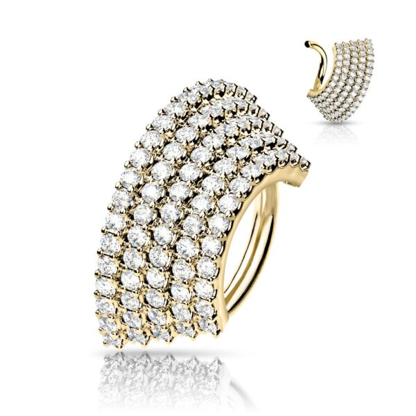 Piercing ring met 5 rijen heldere CZ steentjes - Afbeelding 4