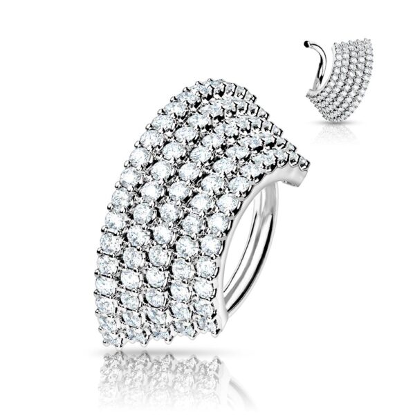 Piercing ring met 5 rijen heldere CZ steentjes - Afbeelding 5