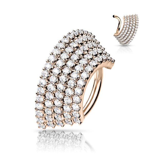 Piercing ring met 5 rijen heldere CZ steentjes - Afbeelding 6