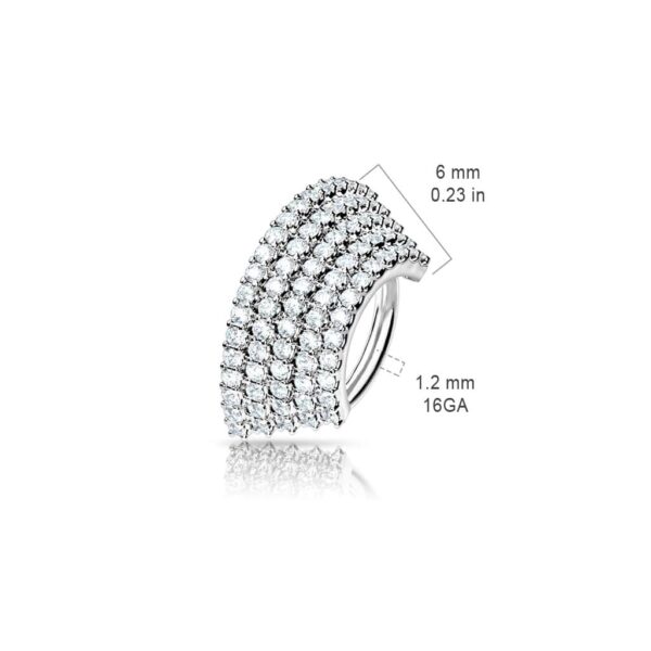 Piercing ring met 5 rijen heldere CZ steentjes - Afbeelding 7