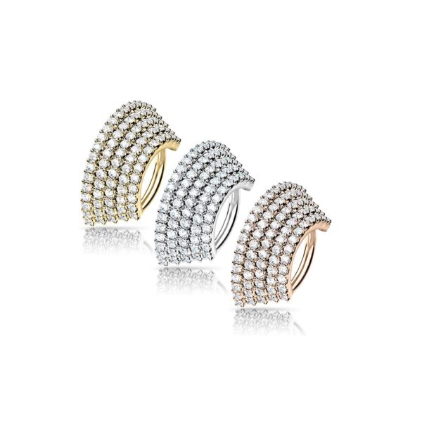 Piercing ring met 5 rijen heldere CZ steentjes - Afbeelding 8