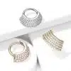 Piercing ring met 5 rijen heldere CZ steentjes