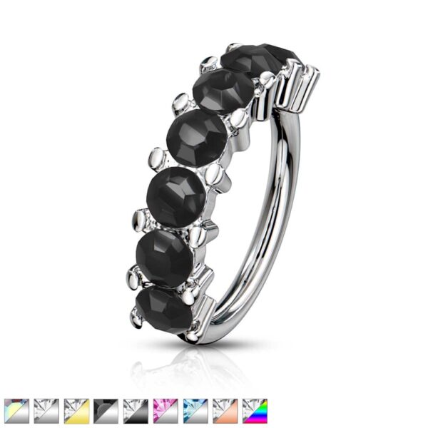 Piercing ring met 7 steentjes in verschillende kleuren