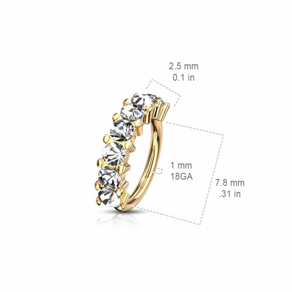 Piercing ring met 7 steentjes in verschillende kleuren - Afbeelding 13