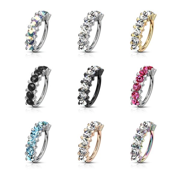 Piercing ring met 7 steentjes in verschillende kleuren - Afbeelding 14