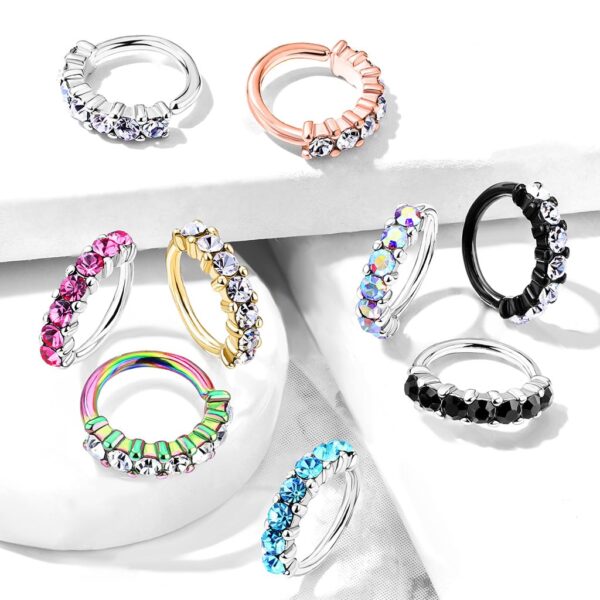 Piercing ring met 7 steentjes in verschillende kleuren - Afbeelding 2