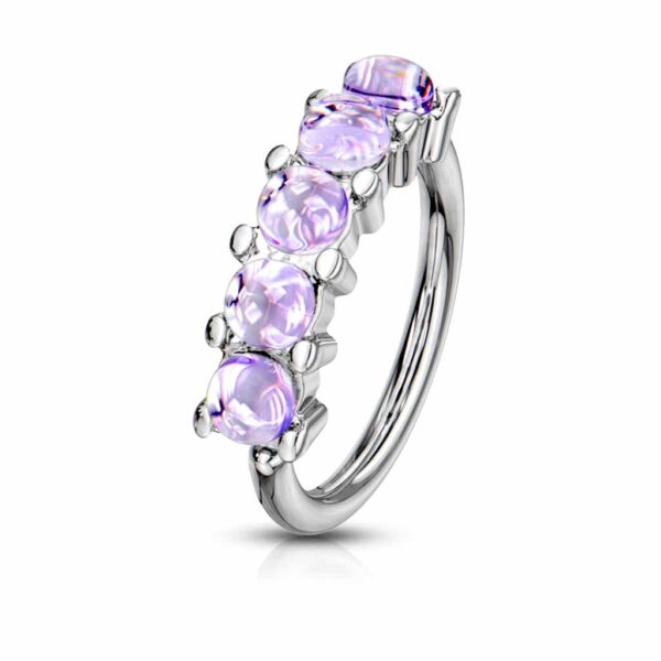Buigbare piercing ring met 5 steentjes van 316L chirurgisch staal - Afbeelding 6