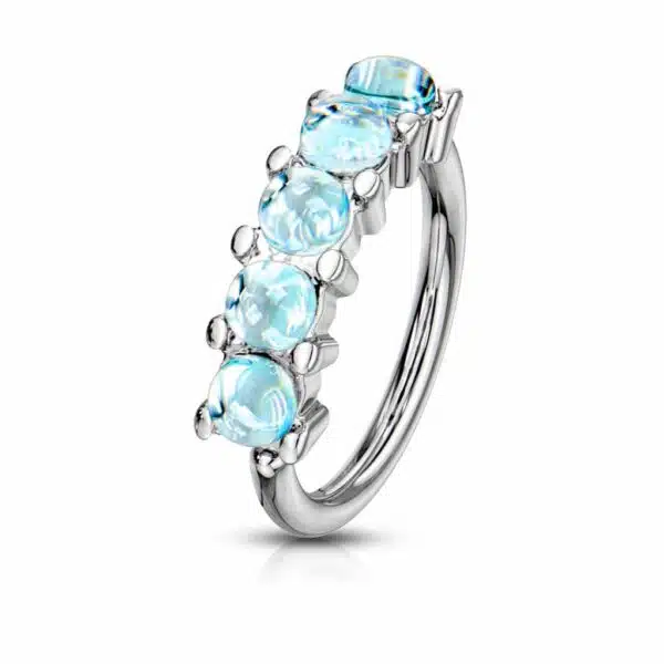Buigbare piercing ring met 5 steentjes van 316L chirurgisch staal - Afbeelding 7