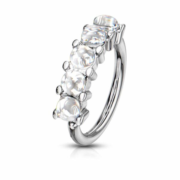 Buigbare piercing ring met 5 steentjes van 316L chirurgisch staal - Afbeelding 8