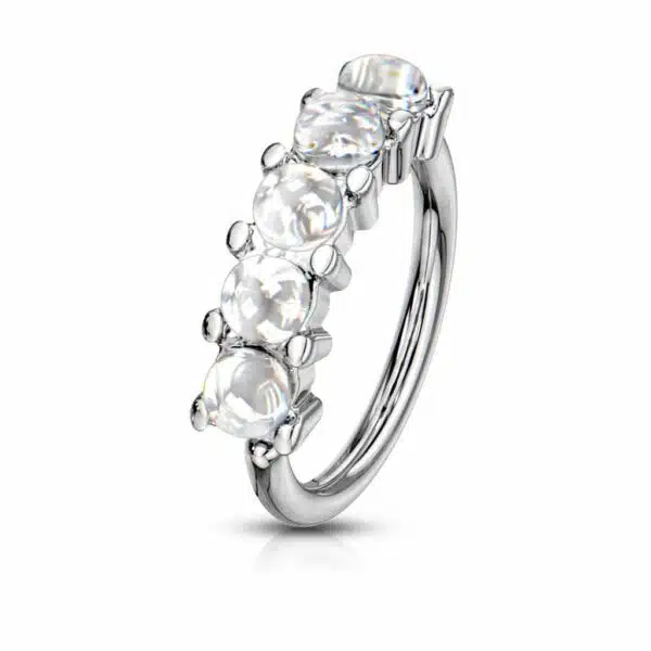 Buigbare piercing ring met 5 steentjes van 316L chirurgisch staal - Afbeelding 8