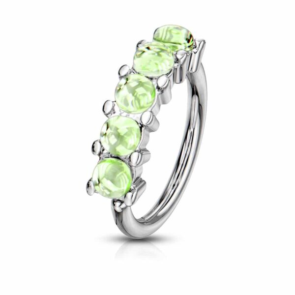Buigbare piercing ring met 5 steentjes van 316L chirurgisch staal - Afbeelding 9