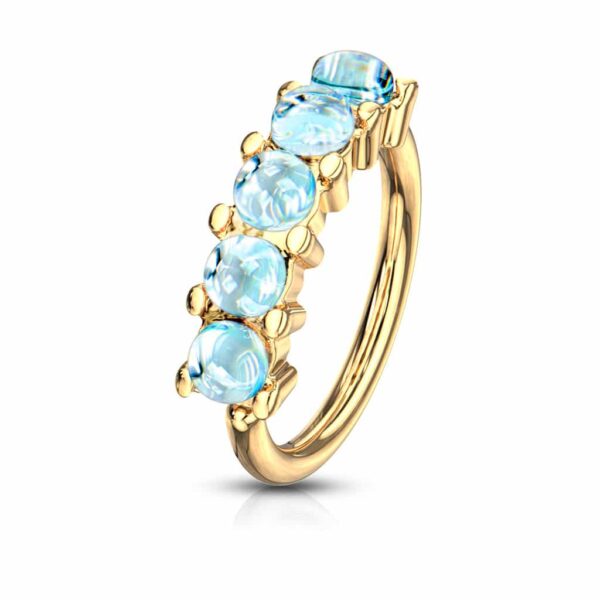 Buigbare piercing ring met 5 steentjes van 316L chirurgisch staal - Afbeelding 10