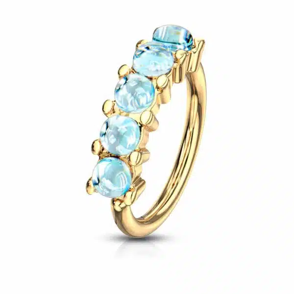 Buigbare piercing ring met 5 steentjes van 316L chirurgisch staal - Afbeelding 10
