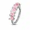Buigbare piercing ring met 5 steentjes van 316L chirurgisch staal - Afbeelding 11