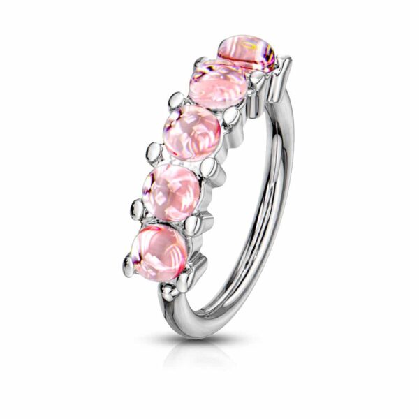 Buigbare piercing ring met 5 steentjes van 316L chirurgisch staal - Afbeelding 11