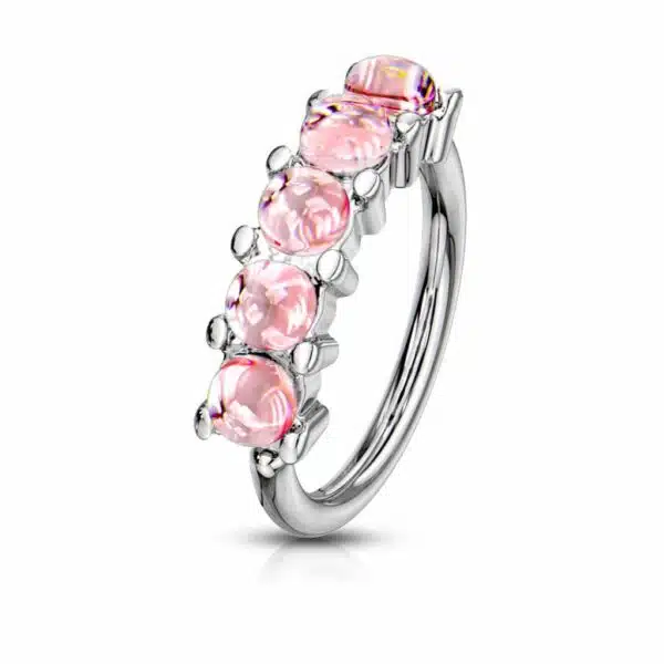 Buigbare piercing ring met 5 steentjes van 316L chirurgisch staal - Afbeelding 11
