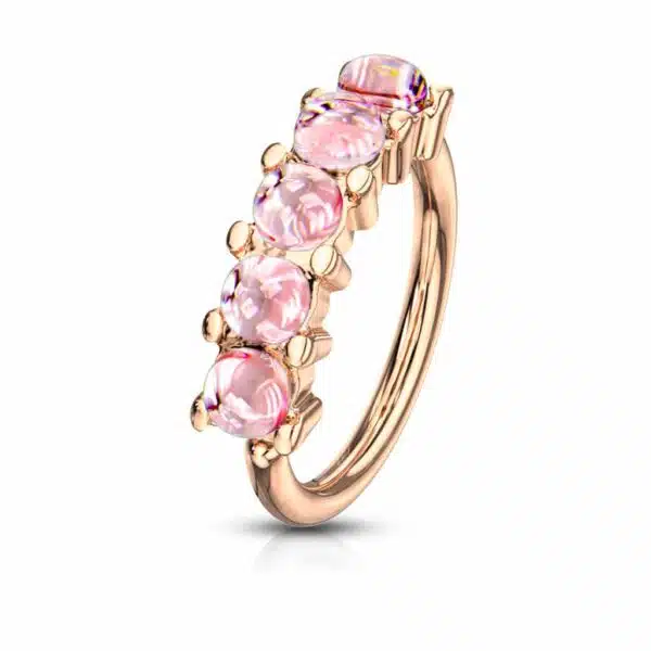 Buigbare piercing ring met 5 steentjes van 316L chirurgisch staal - Afbeelding 12