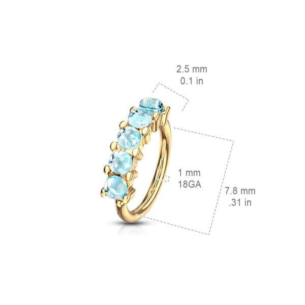 Buigbare piercing ring met 5 steentjes van 316L chirurgisch staal - Afbeelding 5