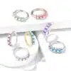 Buigbare piercing ring met 5 steentjes van 316L chirurgisch staal