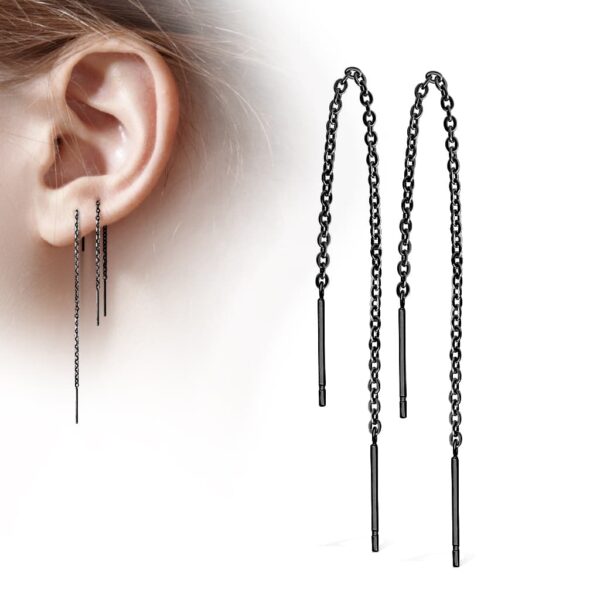 Threader oorbellen met ketting en staafje - Afbeelding 6