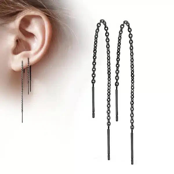 Threader oorbellen met ketting en staafje - Afbeelding 6