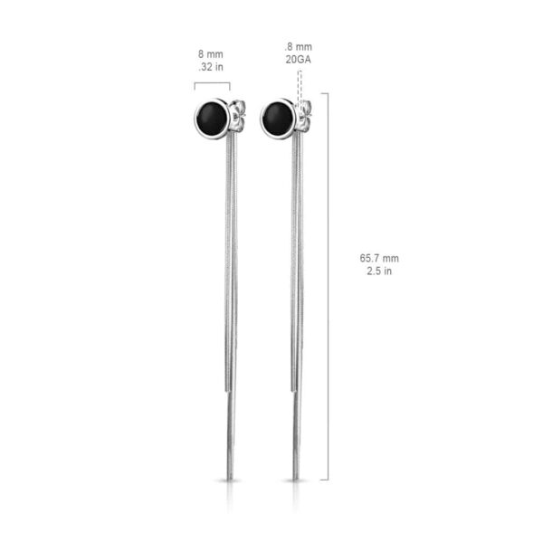Paar threader oorbellen met ronde knop en hangende ketting - Afbeelding 5