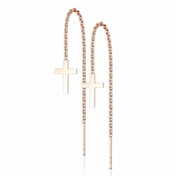 Paar threader oorbellen met ketting en kruisje - Afbeelding 10