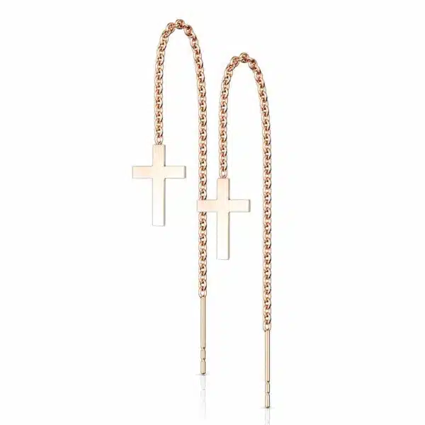 Paar threader oorbellen met ketting en kruisje - Afbeelding 10