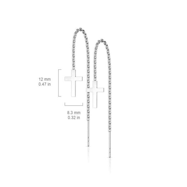 Paar threader oorbellen met ketting en kruisje - Afbeelding 7