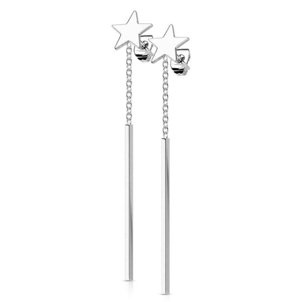 Paar threader oorbellen met ketting en staafje - Afbeelding 6