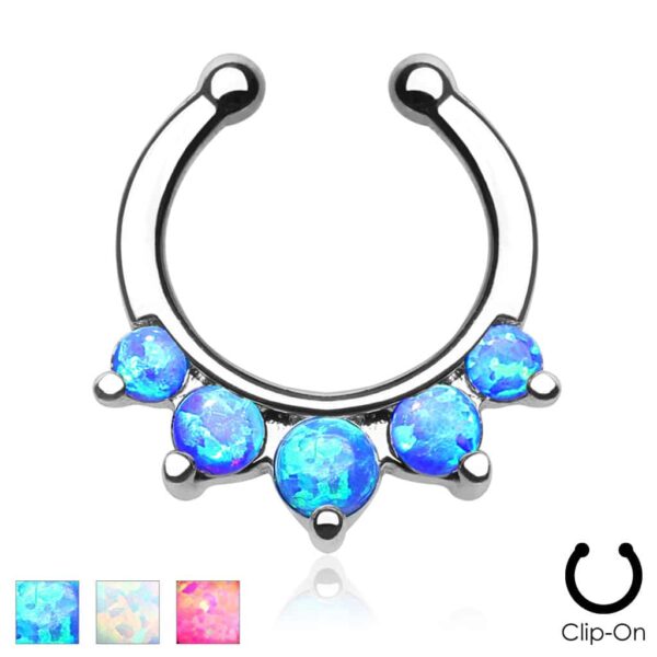 Neppe septum piercing met 5 ronde opaal steentjes