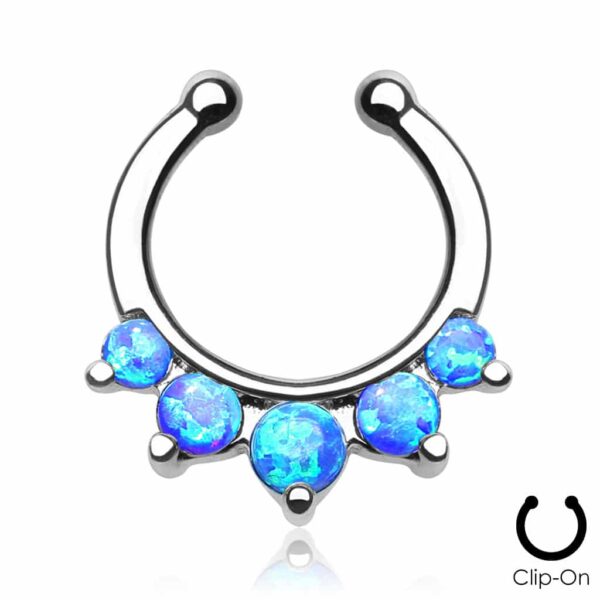 Neppe septum piercing met 5 ronde opaal steentjes - Afbeelding 3