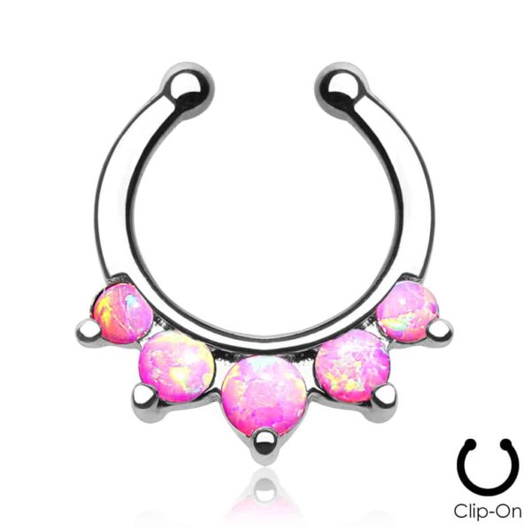 Neppe septum piercing met 5 ronde opaal steentjes - Afbeelding 2