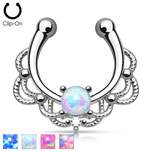 Neppe septum piercing met 1 ronde opaal steen
