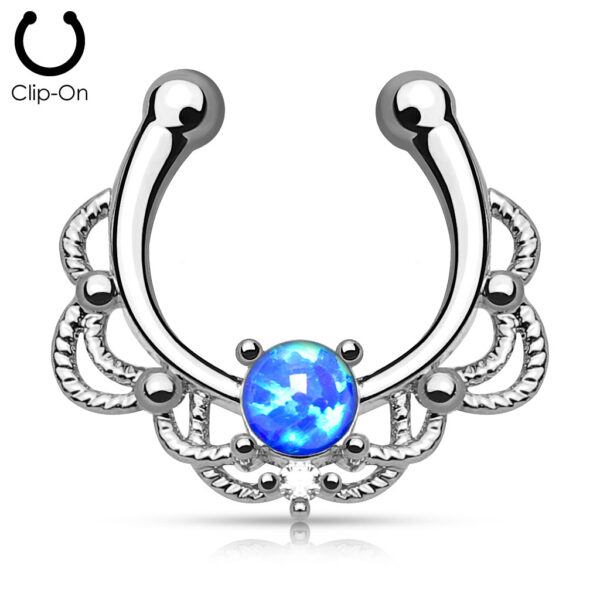 Neppe septum piercing met 1 ronde opaal steen - Afbeelding 2