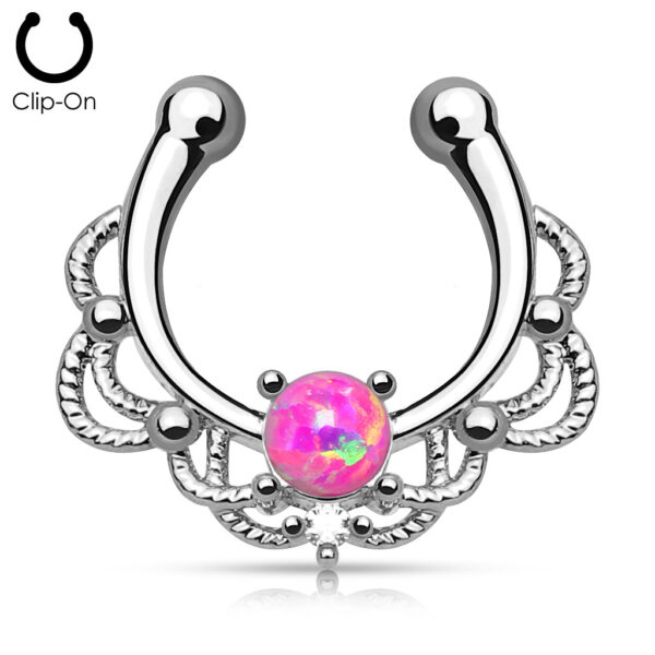 Neppe septum piercing met 1 ronde opaal steen - Afbeelding 4