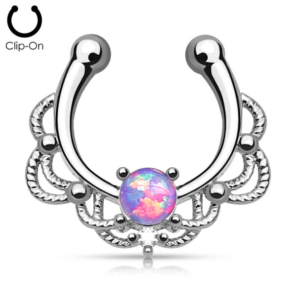 Neppe septum piercing met 1 ronde opaal steen - Afbeelding 5