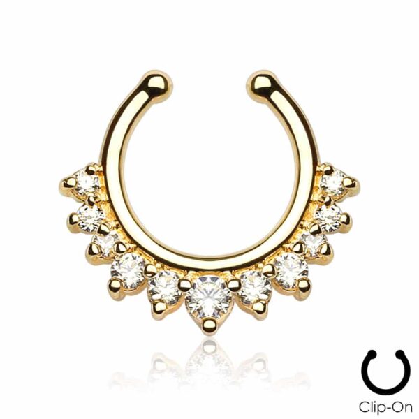 Neppe septum piercing met steentjes - Afbeelding 2