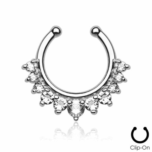 Neppe septum piercing met steentjes - Afbeelding 4