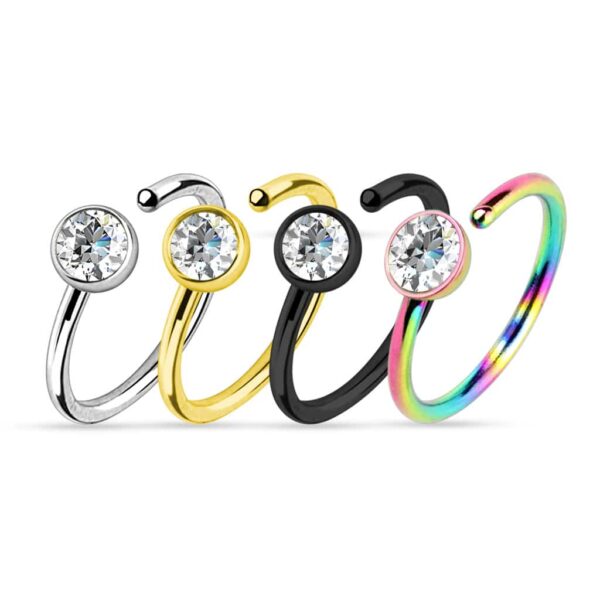 Set van 4 neus ringen met heldere steen van 316L chirurgisch staal - Afbeelding 2
